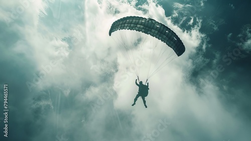 Adrenaline Rush An exhilarating image of a parachutist in free fall