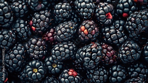 Fresh blackberries banner. Blackberry background. Close-up food photography photo