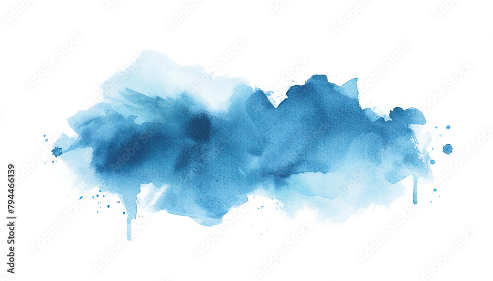 Obraz premium Abstract blue watercolor paint brush stroke flow texture PNG transparent background isolated graphic resource. Vibrant azure, cyan, cerulean color art shape