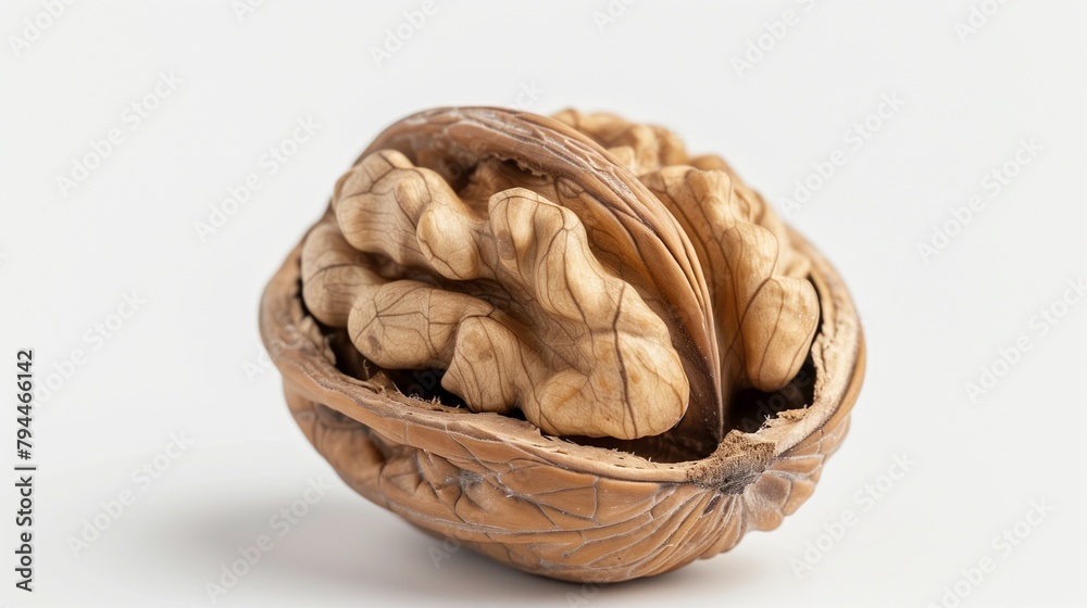 Single Brown Walnut on Pure White - High Resolution Nut Photography Single Brown Walnut on Pure White - High Resolution Nut Photography