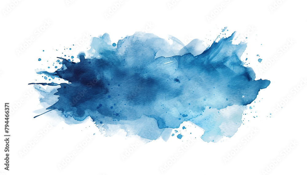 Obraz premium Abstract blue watercolor paint brush stroke flow texture PNG transparent background isolated graphic resource. Vibrant azure, cyan, cerulean color art shape
