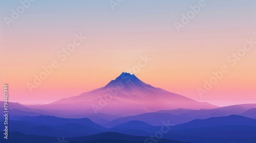 Minimalist background featuring a majestic single mountain peak amidst a breathtaking gradient sky  generative ai beautiful art
