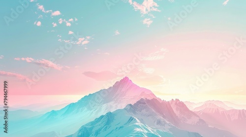 Minimalist background featuring a majestic single mountain peak amidst a breathtaking gradient sky, generative ai beautiful art © Alizeh