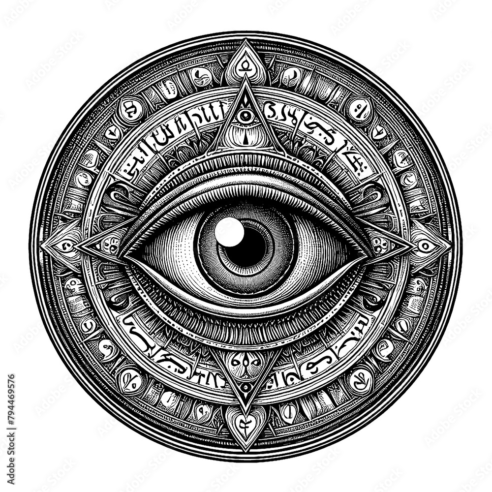 A Glimpse into Eternity Contemplate the Profound Symbolism of the Eye of Providence in This Timeless Image, generative AI