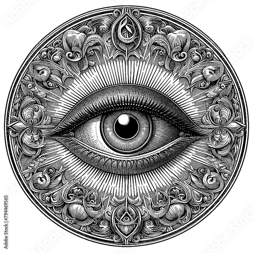 Divine Watcher Behold the Ancient Symbol of the Eye of Providence in This Evocative Image, generative AI photo