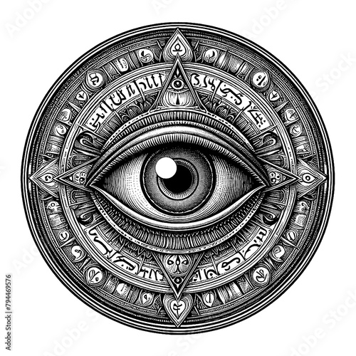 A Glimpse into Eternity Contemplate the Profound Symbolism of the Eye of Providence in This Timeless Image, generative AI photo