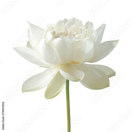 A pristine white lotus flower stands out against a transparent background