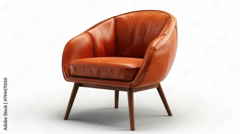 Close up of a chair with leather seat and wooden legs Close up of a chair with leather seat and wooden legs