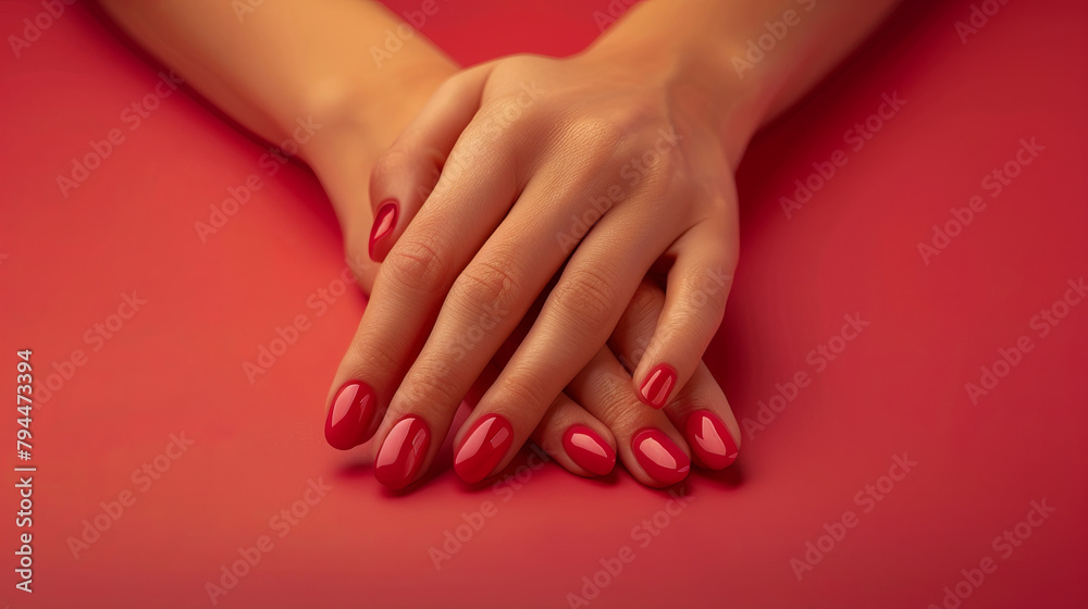 Women's hands with red manicure Women's hands with red manicure