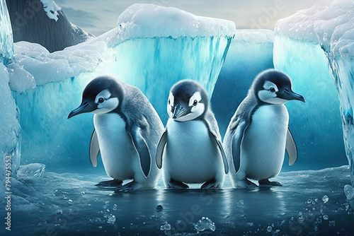 Baby penguins on ice