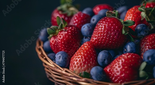 Assortment of fresh berries in a wicker basket