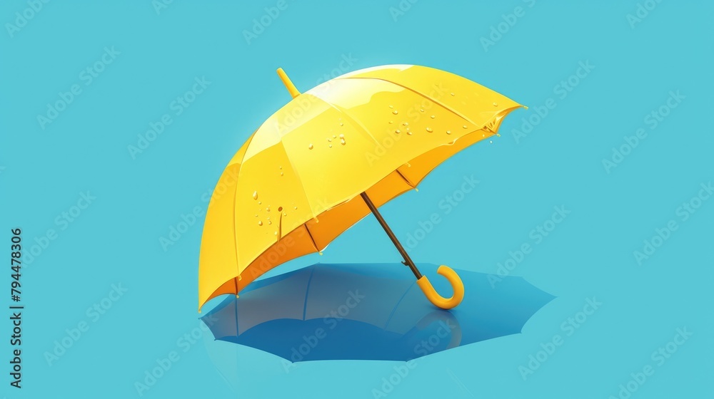 2d illustration of a yellow umbrella icon set against a vibrant blue background