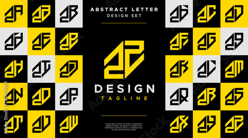 Simple business abstract letter Z ZZ logo design set photo