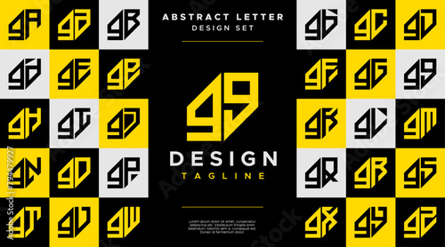 Business abstract lowercase letter G GG logo, number 9 99 design set photo