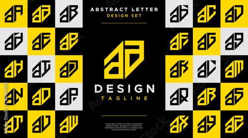 Simple business abstract lowercase letter A AA logo design set photo