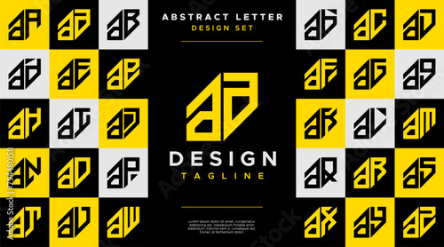 Simple business abstract lowercase letter A AA logo design set