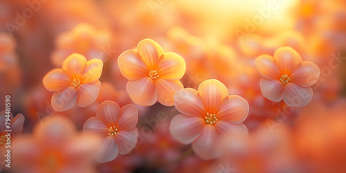 Blur of delicate flowers in pastel colors for background