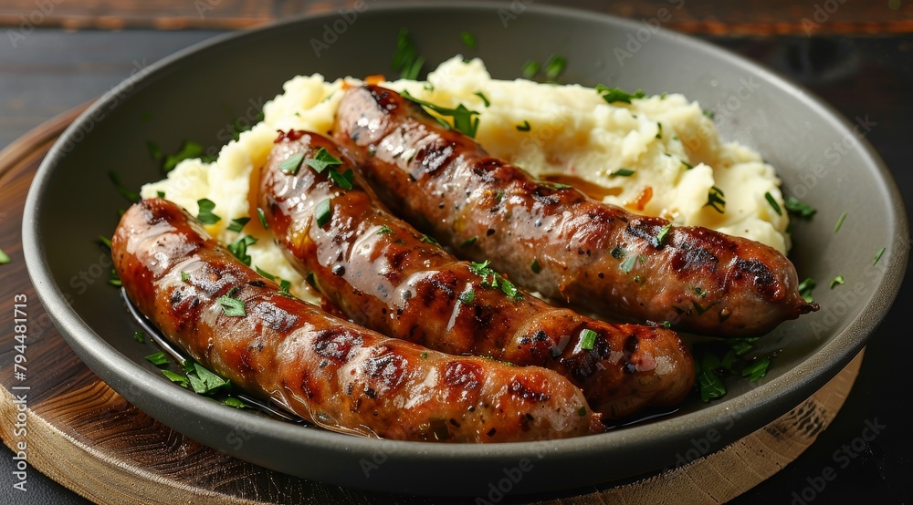 Grilled sausages with mashed potatoes Grilled sausages with mashed potatoes