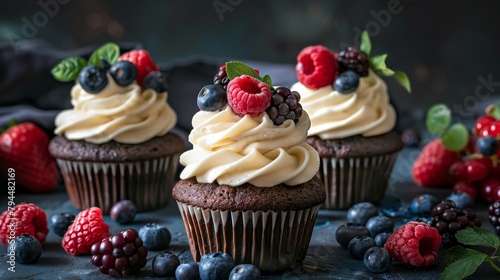 Delicious Homemade Cupcakes with Fresh Berries