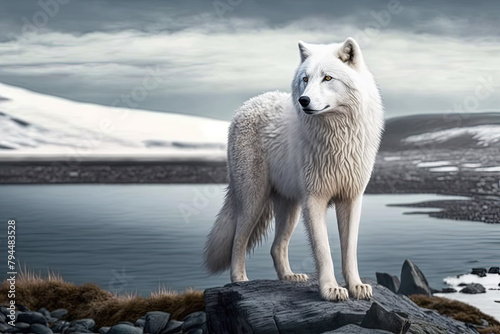 Arctic wolf with icy backgrounds