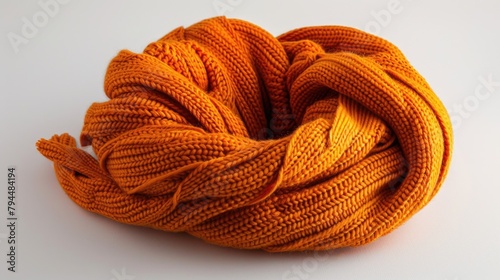 knitted orange scarf in a lying position