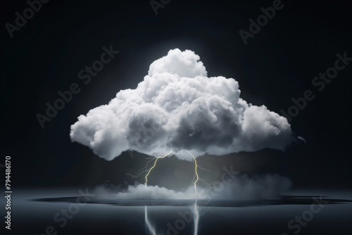 Majestic thundercloud with lightning over water photo