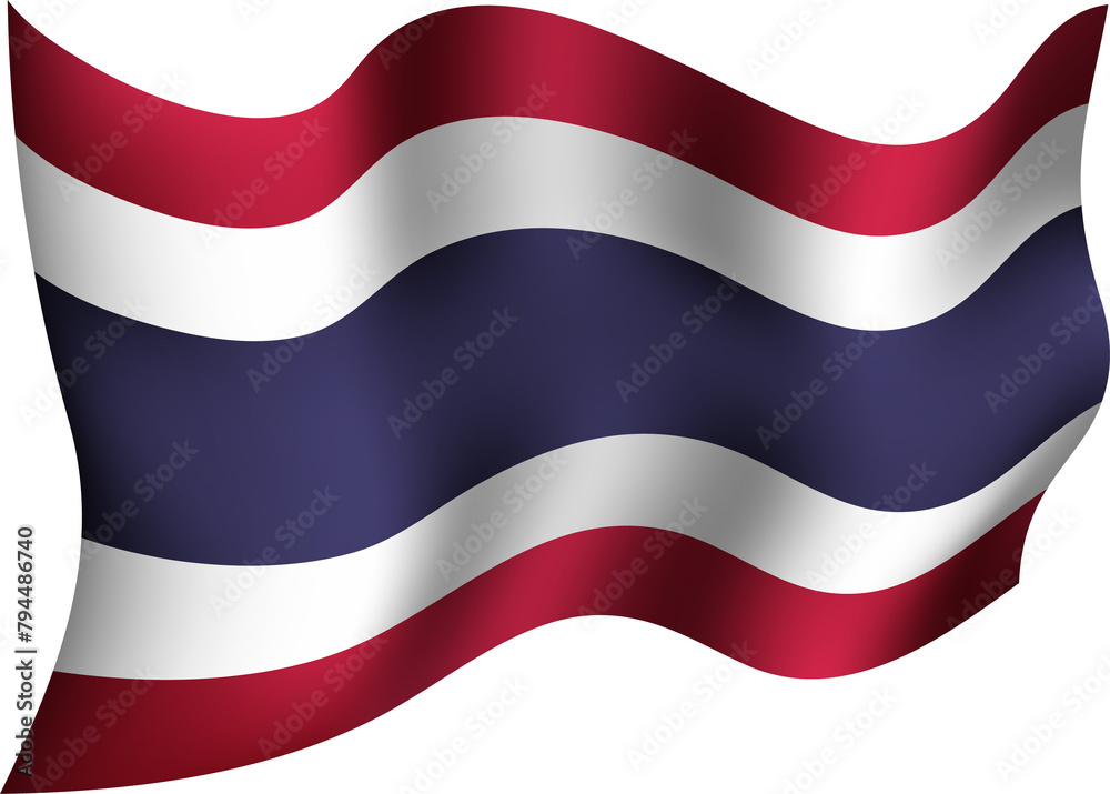 Naklejka premium Thailand Waving Flag 3D Realistic