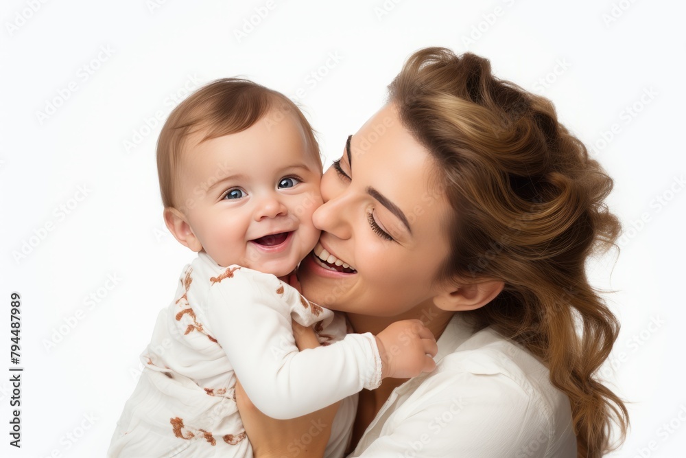 Mother and baby kissing and hugging. Happy Family Mother and baby kissing and hugging. Happy Family