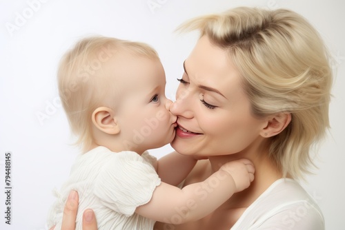 Mother and baby kissing and hugging. Happy Family