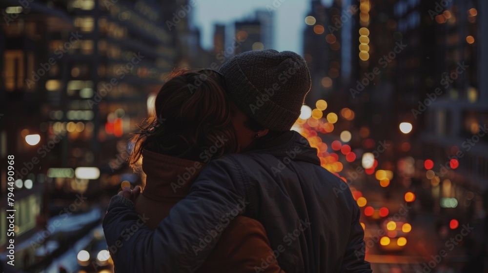 A couple embraces backs to the camera as they celebrate love against the backdrop of the city. This intimate moment captures . . A couple embraces backs to the camera as they celebrate love against the backdrop of the city. This intimate moment captures . .