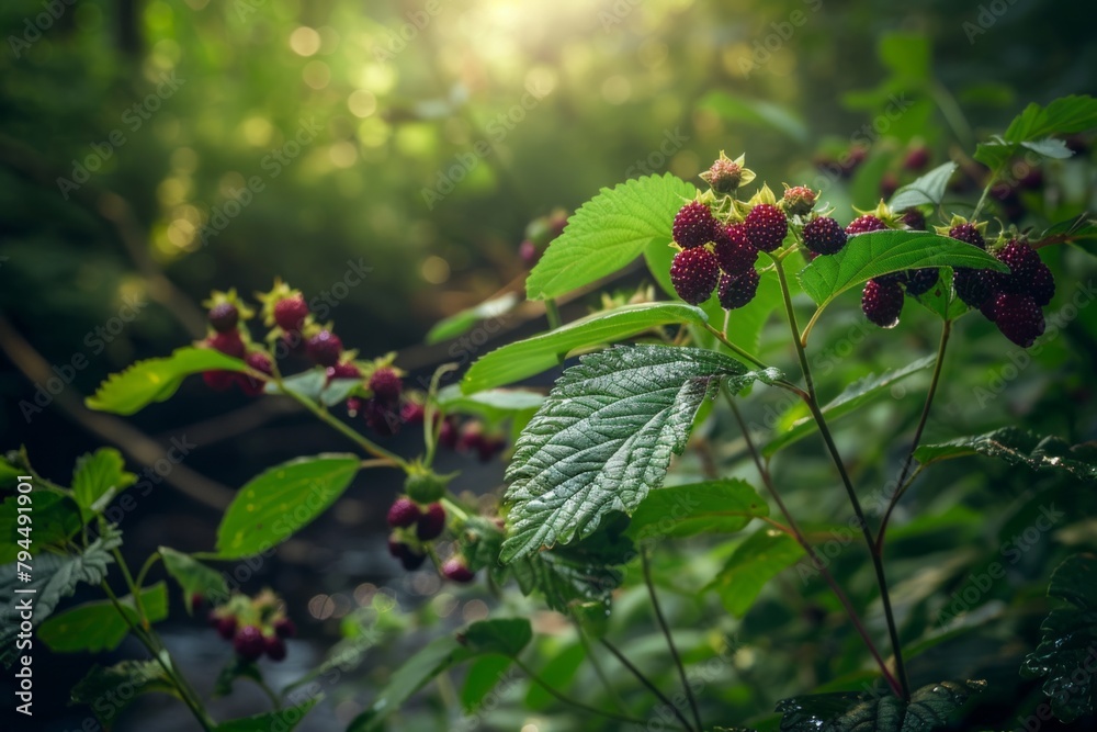A tapestry of crimson berries in a close-up shot, celebrating the abundance and allure of nature. Wild Dewberry Oasis A tapestry of crimson berries in a close-up shot, celebrating the abundance and allure of nature. Wild Dewberry Oasis