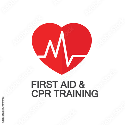 CPR logo. Medical resuscitation In an emergency. Vector clipart medical signs red icon image isolated on white background design illustration