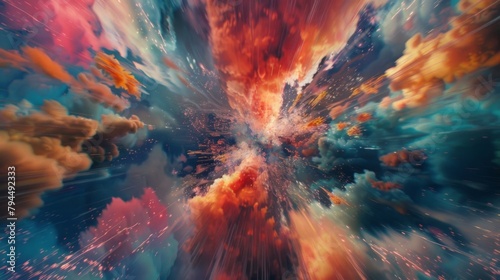 As the explosions intensify the colors become more and more distorted giving the footage a chaotic and edgy feel. photo