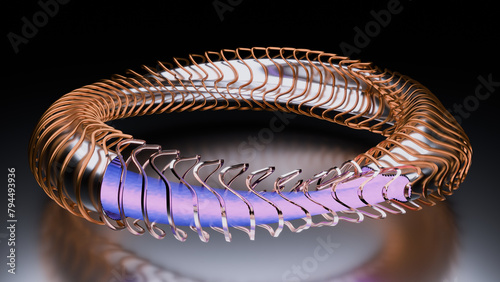 3d render of a conceptual stellarator with partial cutout revealing fusion plasma process photo