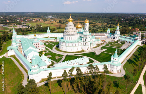 Drone view of the Resurrection New Jerusalem Stavropigial Monastery in the city of Istra, Russia