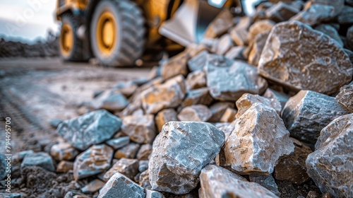 Close up shot of stones delivered from a quarry for road construction