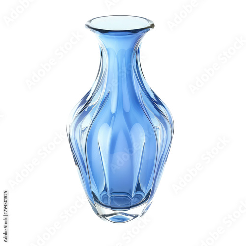 A stunning crystal blue vase stands out against a crisp transparent background perfectly isolated on transparent background