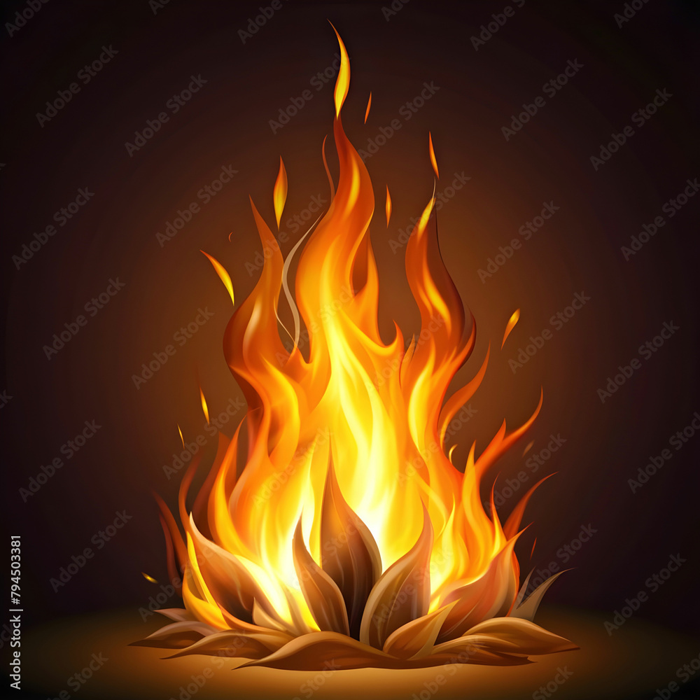 Fototapeta premium vector illustration of a burning fire
