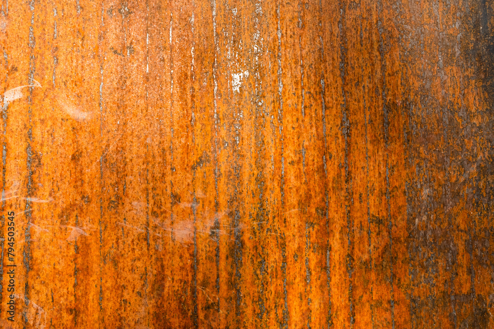 Fototapeta premium Rusty metal background. The surface is destroyed by rust. Rusted sheet texture for publication, poster, calendar, post, screensaver, wallpaper, cover, website. High quality photo