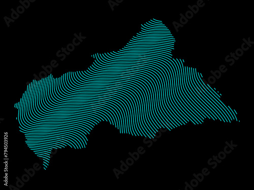 A sketching style of the map Central African Republic. An abstract image for a geographical design template. Image isolated on black background.