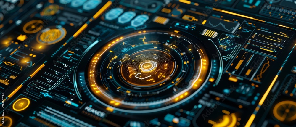 Futuristic Interface of a Digital Dashboard, Advanced Technology Background Futuristic Interface of a Digital Dashboard, Advanced Technology Background