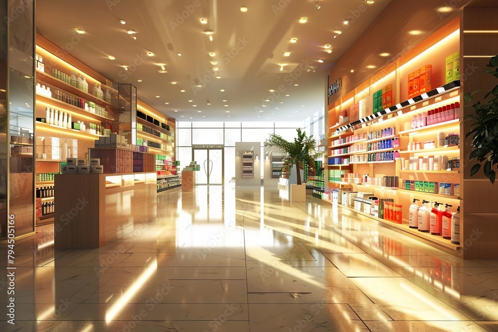 modern retail store interior with shelves and products shopping mall 3d illustration