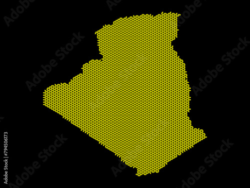 A sketching style of the map Algeria. An abstract image for a geographical design template. Image isolated on black background.