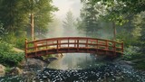 Wooden bridge over forest pond, rendered in 3D. Tranquil nature escape 🌿🌉 #SerenityScene