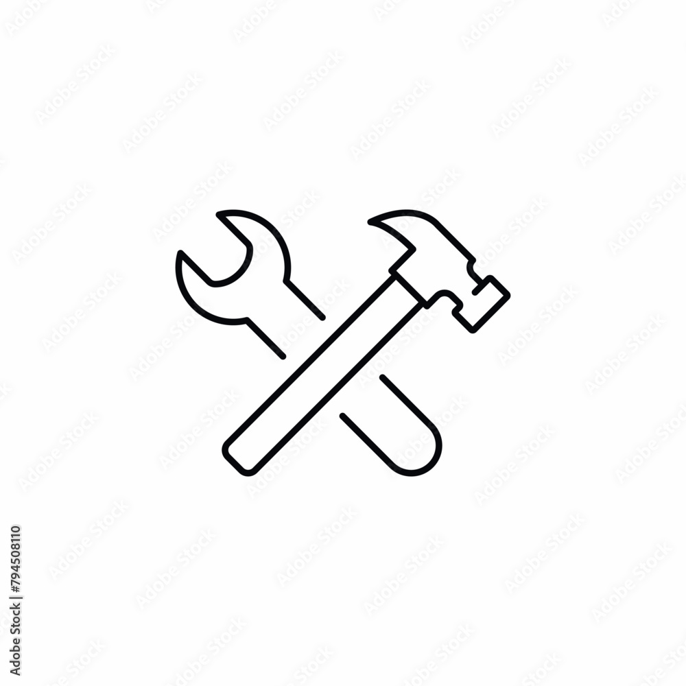hammer and wrench maintenance icon