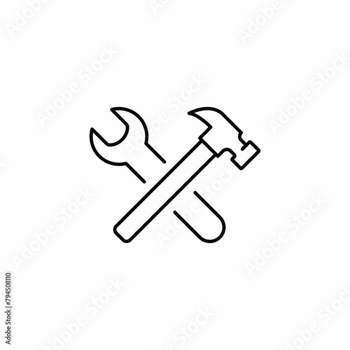 hammer and wrench maintenance icon