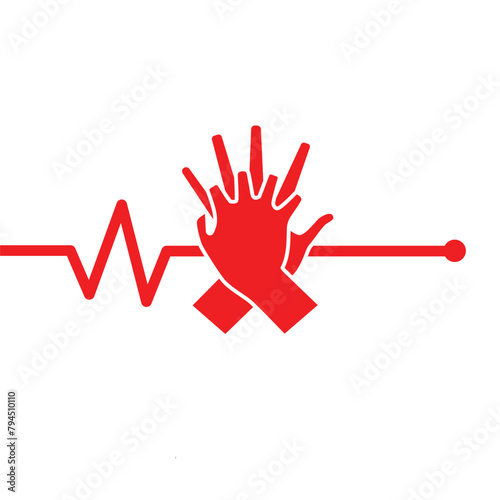 CPR logo. Medical resuscitation In an emergency. Vector clipart medical signs red icon image isolated on white background design illustration