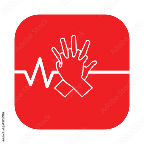 CPR logo. Medical resuscitation In an emergency. Vector clipart medical signs red icon image isolated on white background design illustration