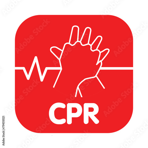 CPR logo. Medical resuscitation In an emergency. Vector clipart medical signs red icon image isolated on white background design illustration