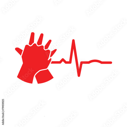 CPR logo. Medical resuscitation In an emergency. Vector clipart medical signs red icon image isolated on white background design illustration